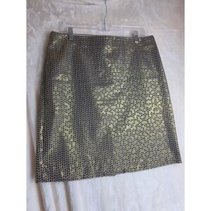 Sunny Leigh Womens Skirt Size 12 Metallic Geometric Pattern A-Line Knee Length